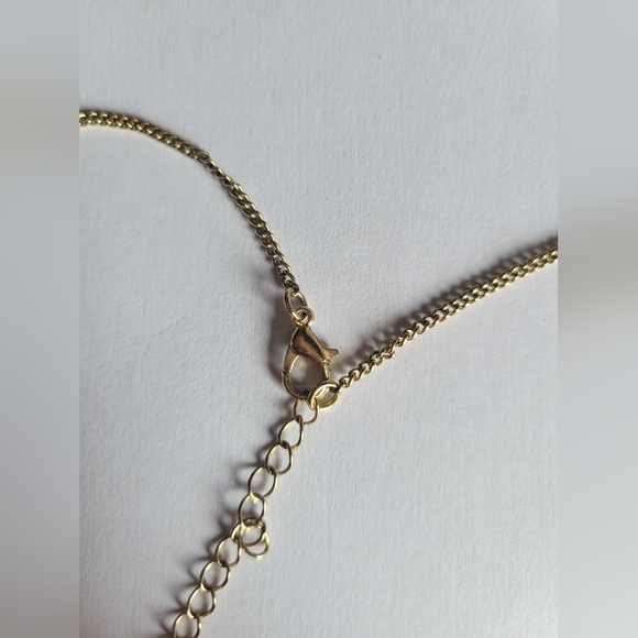 Gold Horizontal Bar Pendant Necklace- 22 Inches - Picture 3 of 5